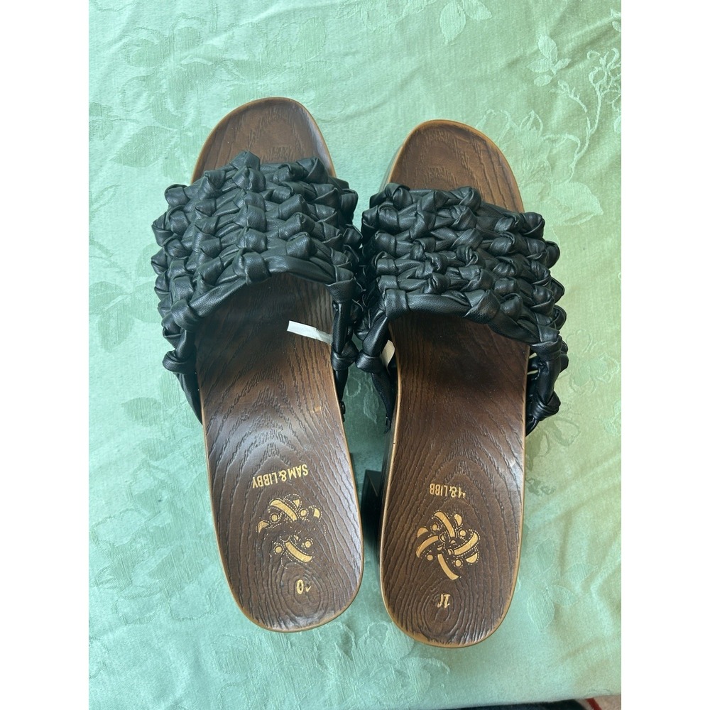 Platform Sandals Sam Libby Braided Black Leather Women Size 10Comfort Work Vacay